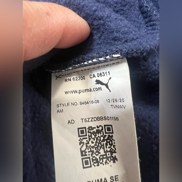 Puma SE Medium Navy Blue Embossed Pullover Hoodie Sweatshirt - Picture 7 of 13